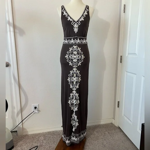 INC International Concepts | Dresses | Inc Brown Embroidered Maxi Dress |  Poshmark